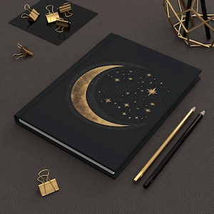 Moon celestial hardcover notebook Moon crescent journal diary