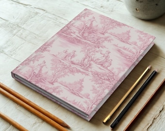 Cuaderno de toile rosa: diario chinoiserie francés, 150 páginas rayadas
