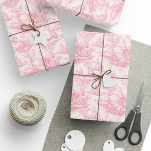 Papier cadeau jouy rose toile de Jouy française