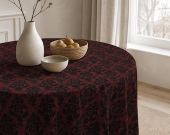 Red Damask Gothic Tablecloth: Victorian Wedding Decor