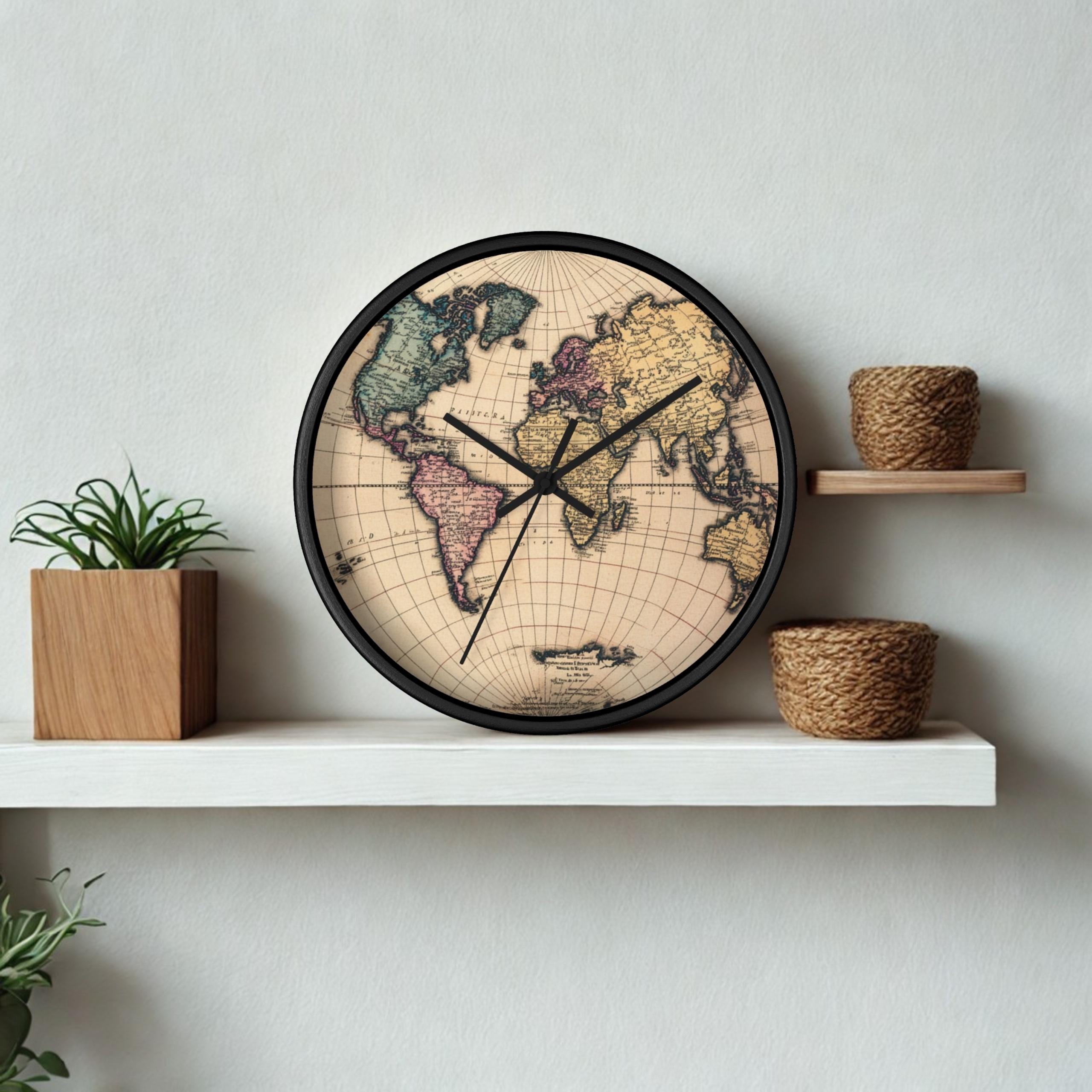 World Map Wall Clock: Geography Home Decor, Unique Traveler Gift - Etsy