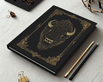 Cuaderno de búfalo negro: diario vintage con diseño victoriano