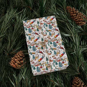 Christmas Train Wrapping Paper: Nostalgic Winter Gift Wrap, Children's Holiday Paper image 3