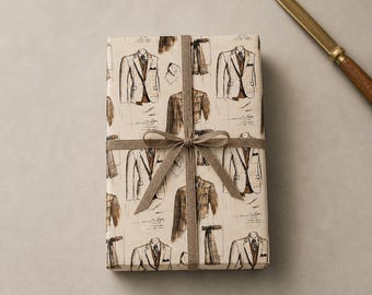 Papel de regalo para hombre: papel para envolver trajes y corbatas, regalo para el Día del Padre.
