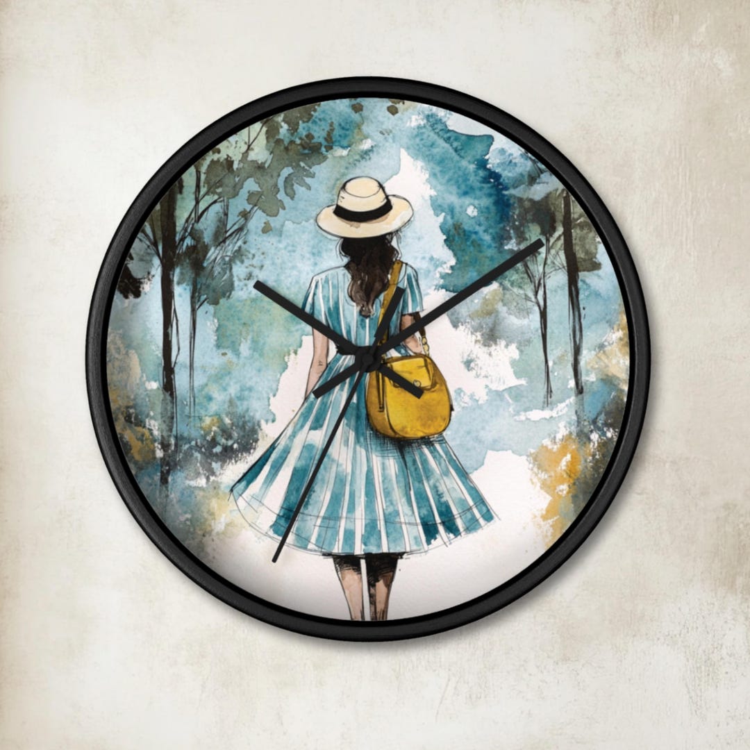Blue Wall Clock for Girls Teen Birthday Clock Decor Fashionista Modern ...