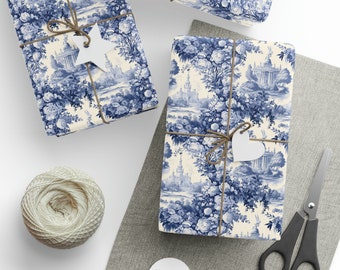 Bridal Shower Gift Wrap Wedding Chinoiserie Gift Wrap Bridal Shower French Floral Wrapping Paper Engagement Gift Paper Elegant Gift Wrap