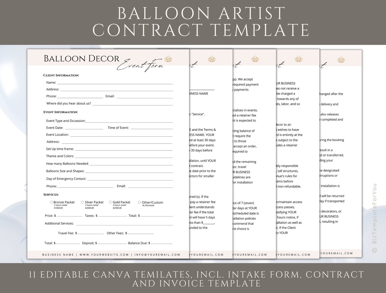 Editable Balloon Decor Contract Template Freelance Balloon Etsy Editable Balloon Decor Contract Template Freelance Balloon Etsy