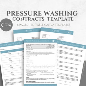 Editable Pressure Washing Contract Template, Professional Power Cleaning Service Agreement, Independend Contractor Agreement,Canva editable