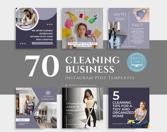 70 Instagram Post Templates for Cleaning Business Owners, Cleaning Business Bundle, Social Media Marketing Kit for Cleaning Business
