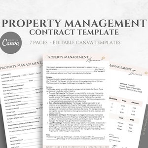 Editable Property Management Contract Template, Real Estate Property Management Service Agreement incl. Intake Form and Invoice Template
