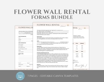 Editable Flower Wall Rental Agreement, Event Floral Services Contract Template, Backdrop Rental Business Form, Florist Canva Template