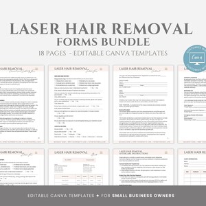 Editable Laser Hair Removal Forms Bundle, Esthetician Business Templates, Spa Forms, Client Forms, Laser Hair Forms, Canva editable