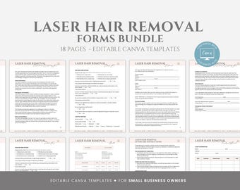 Editable Laser Hair Removal Forms Bundle, Esthetician Business Templates, Spa Forms, Client Forms, Laser Hair Forms, Canva editable