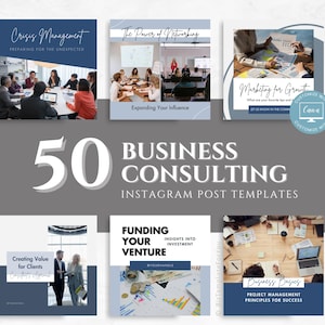 50 Business Consulting Instagram Post, Business Consultant Social Media Canva Templates, Consulting Services Marketing, Business Coach