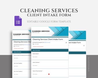 Cleaning Services Client Intake Form, Editable Residential and Commercial Cleaning Client Form Template, Cleaning Business, Google Forms