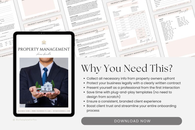 Editable Property Management Contract Template, Real Estate Property Management Service Agreement incl. Intake Form and Invoice Template image 9