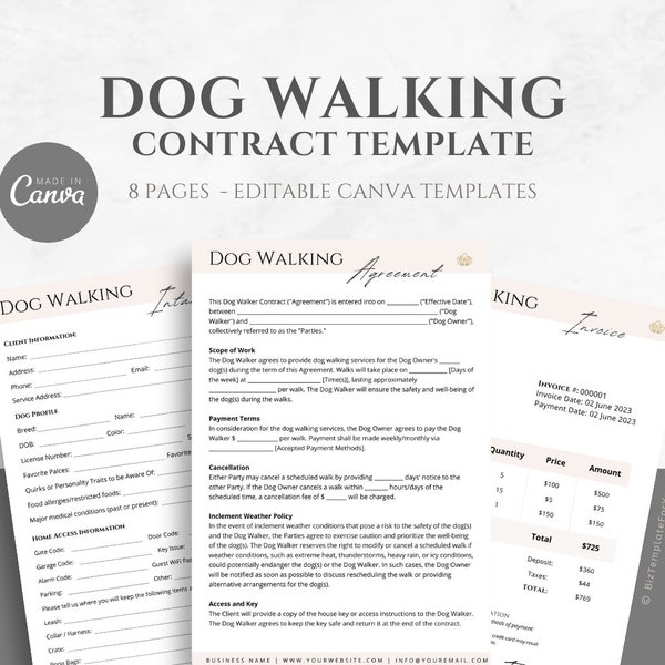 Dog Walking Service Forms - Etsy