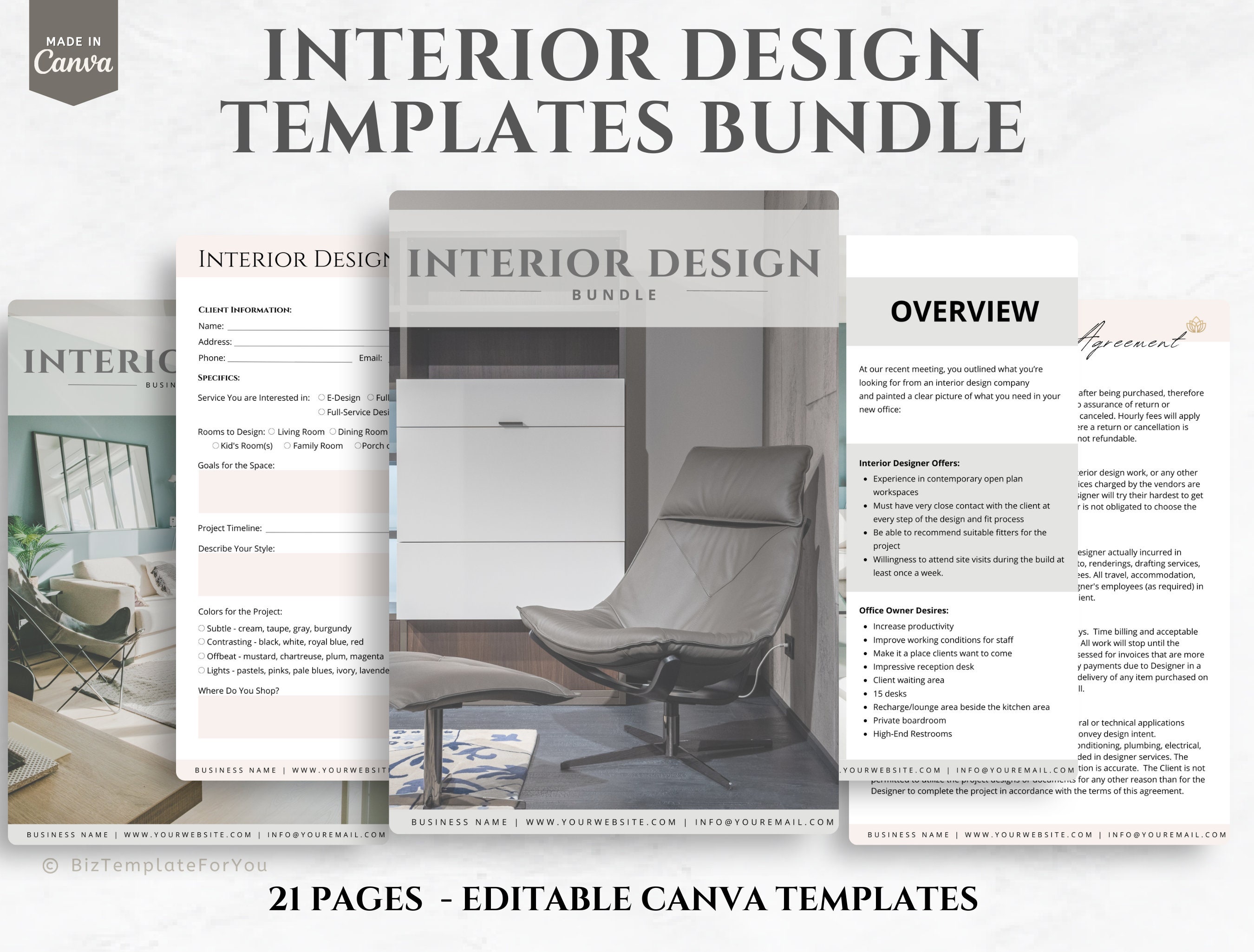 Editable Interior Design Business Templates Bundle Interior - Etsy