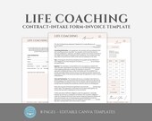 Editable Life Coach Templates Bundle, Life Coach Contract, Life Coaching Client Intake Form, Coaching Business Forms, Canva Agreement