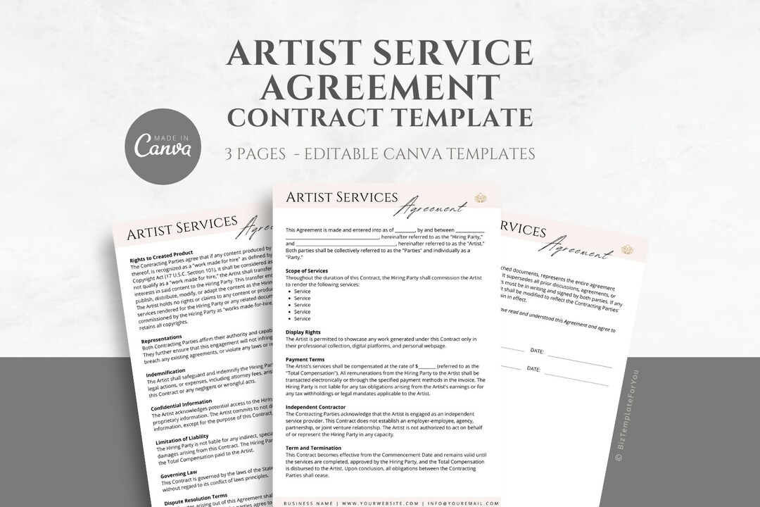 Editable Artist Contract Template. Artist Service Agreement. Creative
