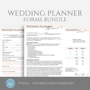 Editable Wedding Planner Contract Template, Event Planner Services, Wedding Planning Service Agreement, Invoice Template, Canva editable