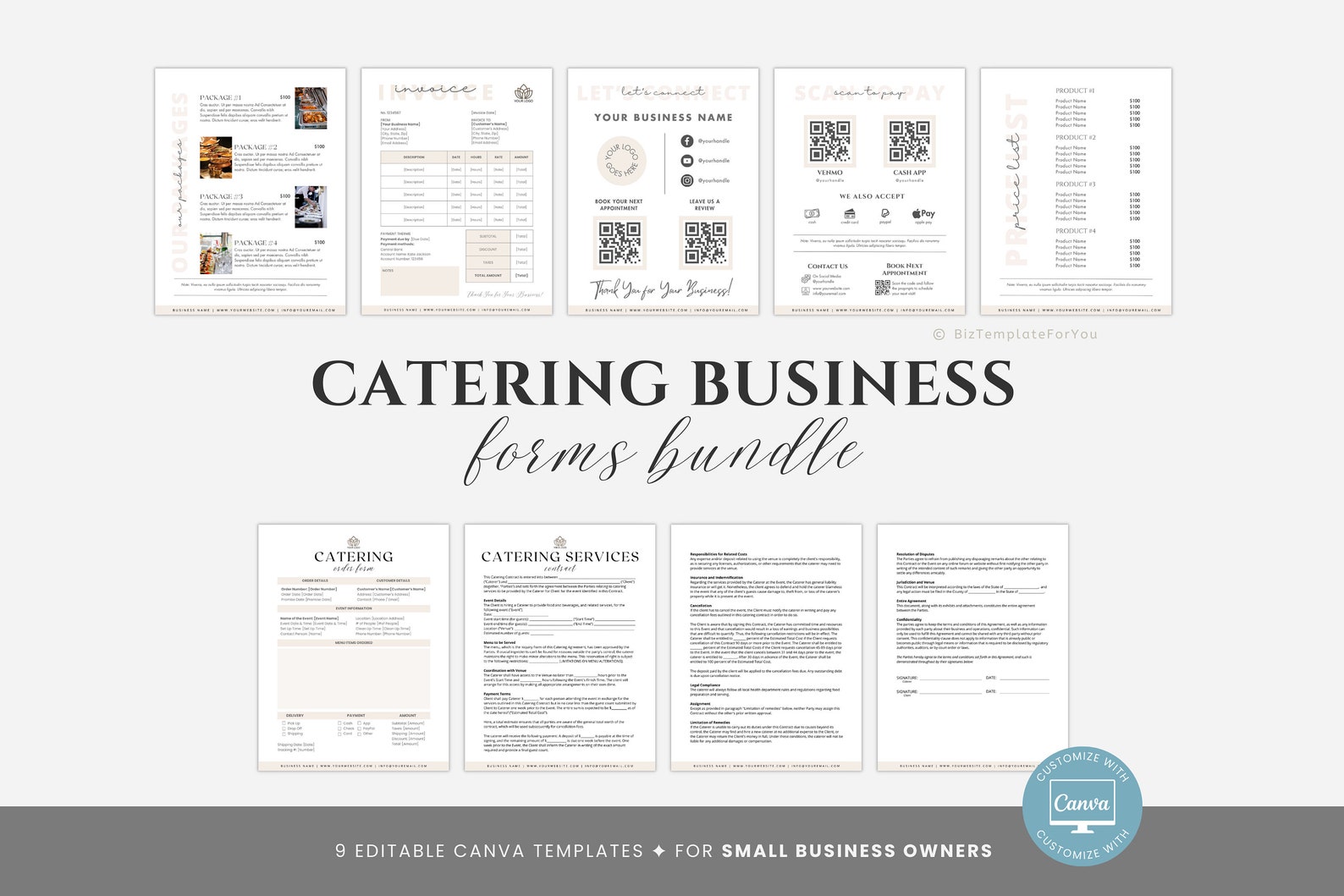 Editable Catering Business Forms Bundle, Contract Template, Catering ...