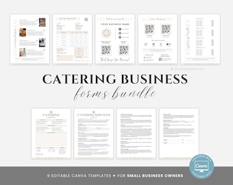 Editable Catering Business Forms Bundle, Contract Template, Catering Order Form, Catering Service Agreement, Invoice Template, Canva editabl