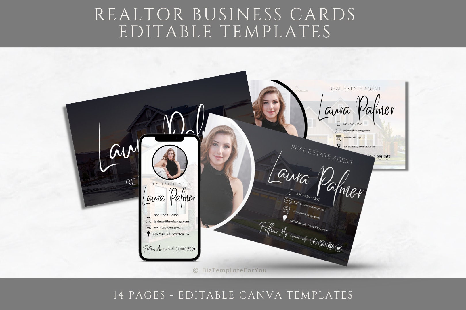 Editable Real Estate Digital Business Card & Business Card Bundle, Real ...
