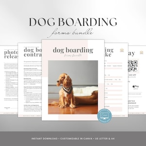Dog Boarding Forms Template Bundle, Dog Boarding Business Forms, Client Intake, Contract, Price List, Vet Release, Photo Consent, Canva