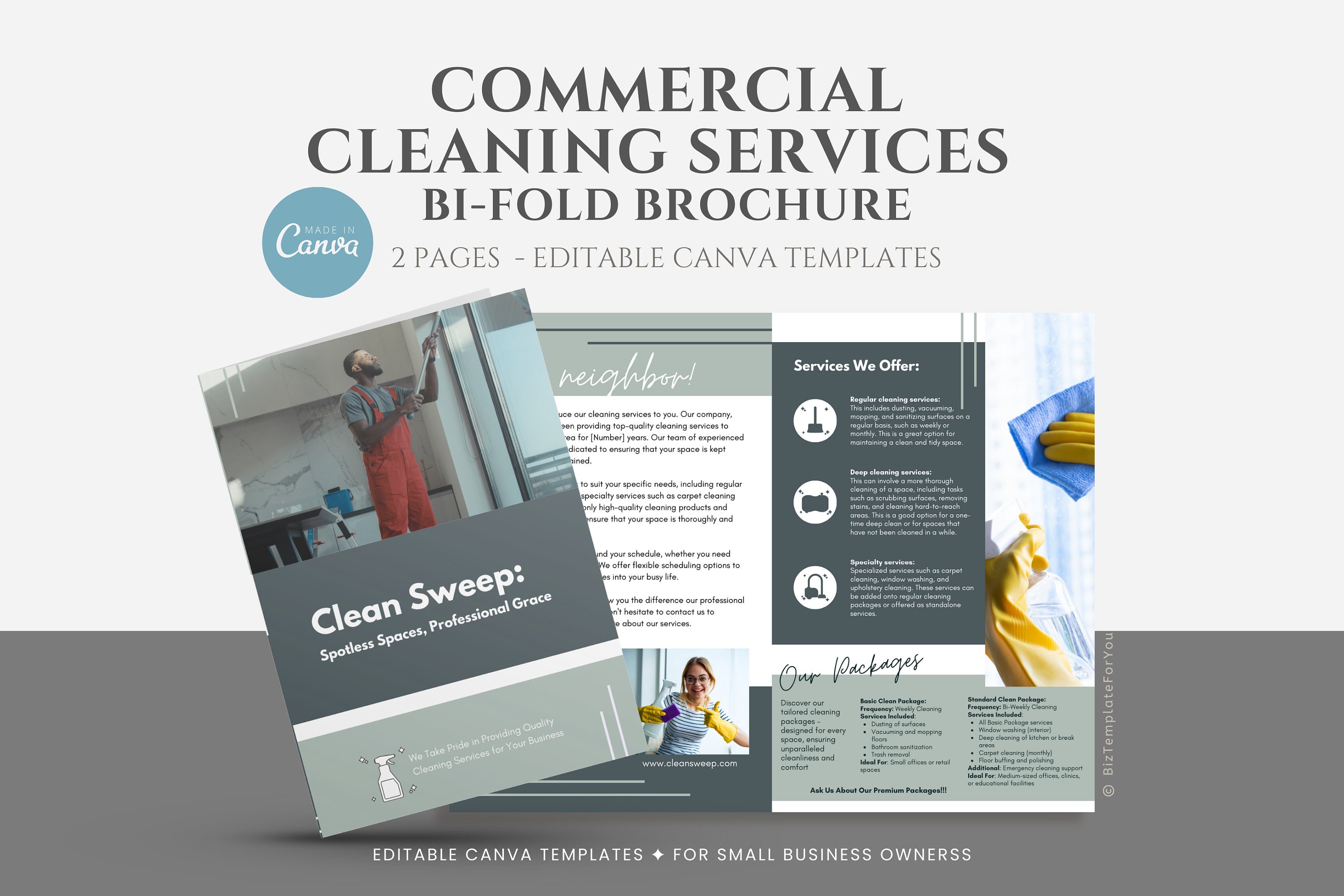 Commercial Cleaning Service Brochure Template, Cleaning Business