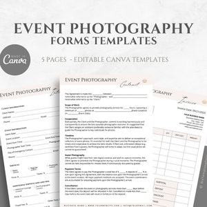 Editable Event Photography Contract Template. Corporate Event Photography Forms. Event Photography Service Agreement. Canva editable