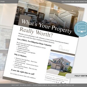Editable Real Estate Home Valuation Flyer Template, Canva Realtor Marketing,  Home Value Estimate Printable, Real Estate Agent Flyer, CMA