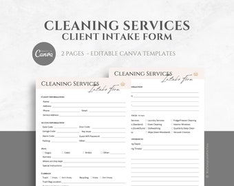 Cleaning Services Client Intake Form, Editable Residential and Commercial Cleaning Client Form Template, Cleaning Business, made with Canva