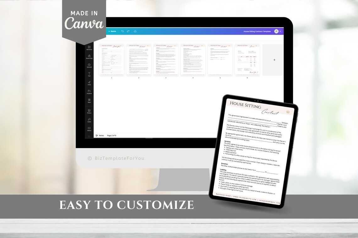Editable House Sitting Contract Template, House Sitter Templates, Home