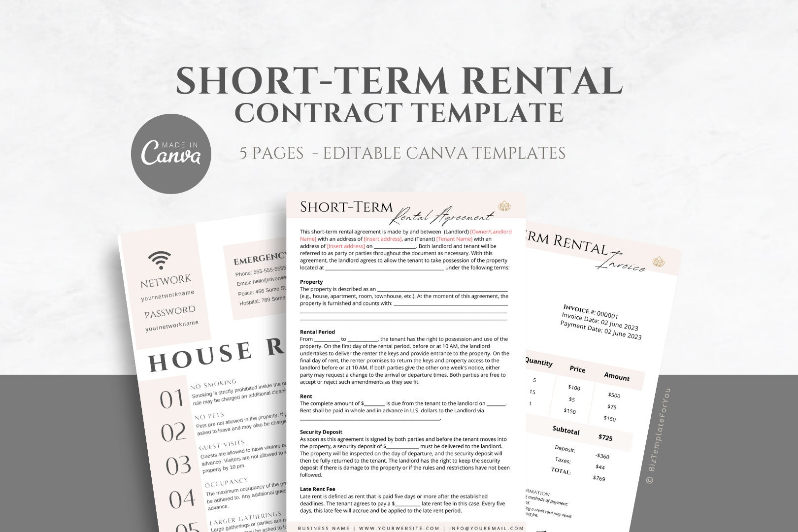 Editable Short Term Rental Agreement Vaccation Rental - Etsy