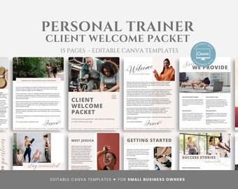 Editable Personal Trainer Client Welcome Packet, Personal Training Business Forms, Fitness Client Onboarding,  Fitness Welcome Canva Templat