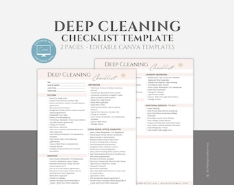 Residential Deep Cleaning Checklist, Editable House Cleaning Checklist, Professionally designed Form for Cleaning Service Business, Canva
