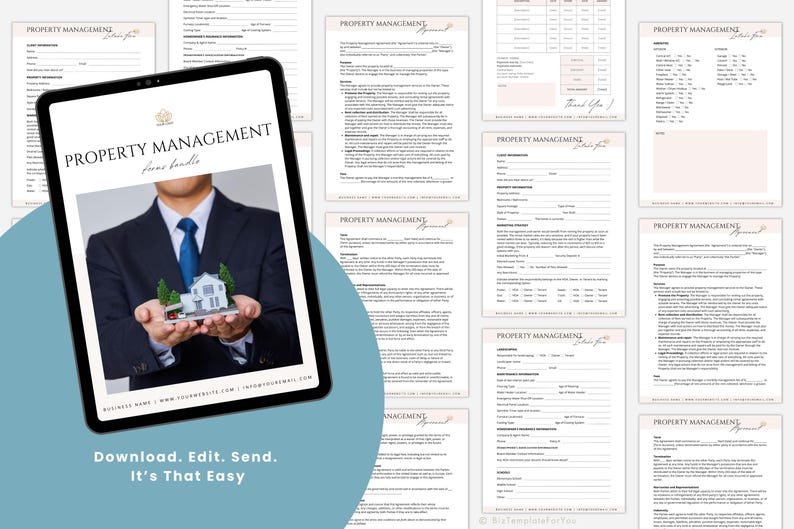 Editable Property Management Contract Template, Real Estate Property Management Service Agreement incl. Intake Form and Invoice Template image 3