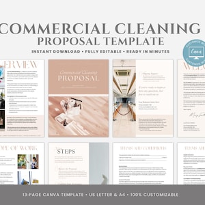 Commercial Cleaning Proposal Template for Cleaning Service Business. Fully editable in Canva. Office Cleaning Proposal, Business Proposal