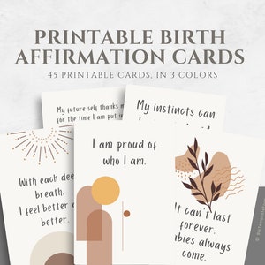 Printable 45+ Birth Affirmation Cards, Boho Affirmation Deck, Positive Birth Quotes for Her, Doula Cards, Gifts for Pregnancy, Home Birth