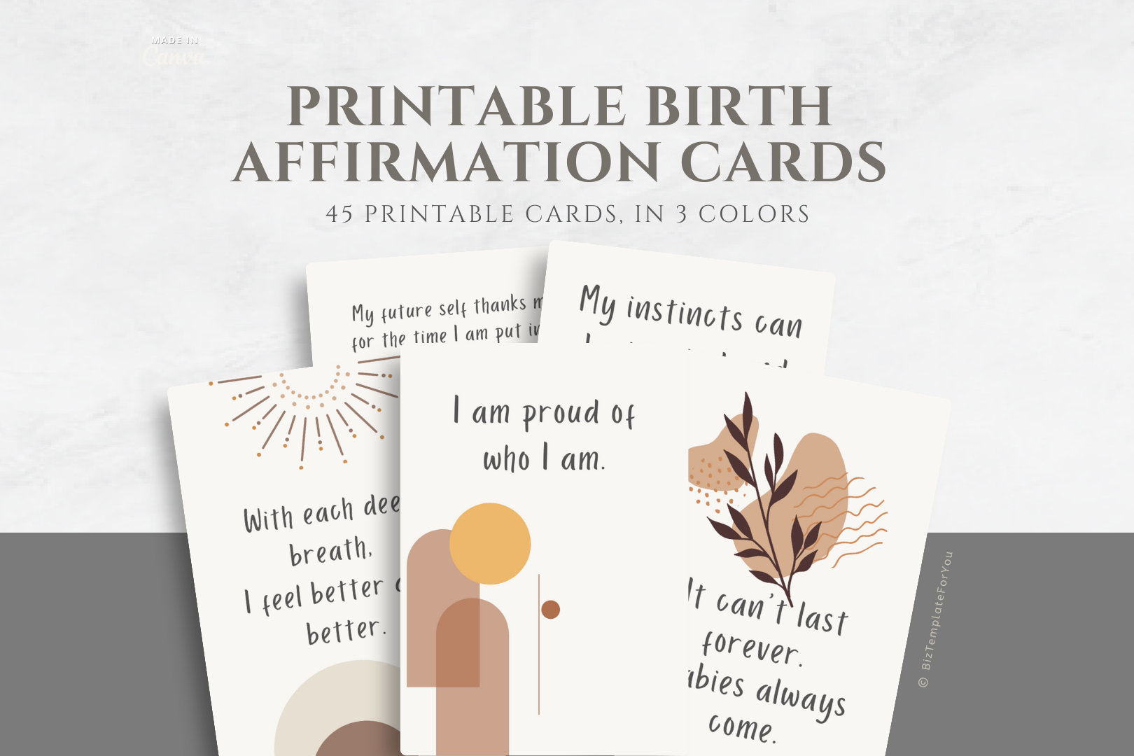 Printable 45 Birth Affirmation Cards Boho Affirmation Deck
