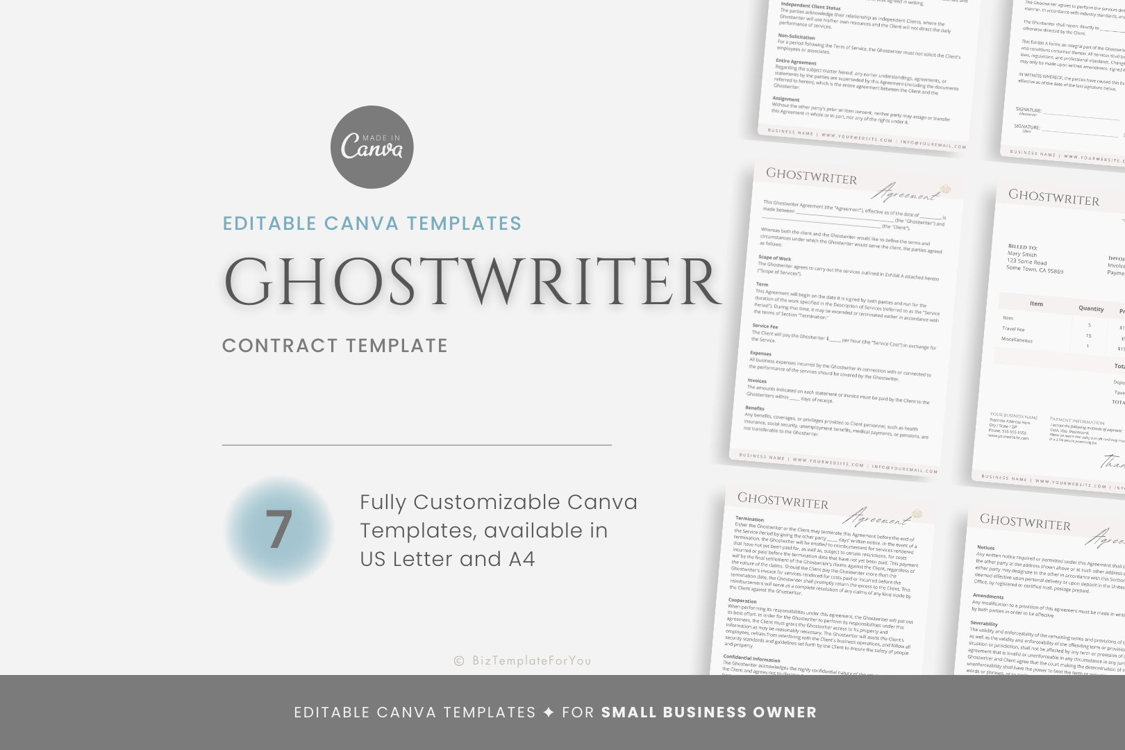 Editable Ghostwriter Contract Template, Writer Service Agreement Editable Ghostwriter Contract Template, Writer Service Agreement