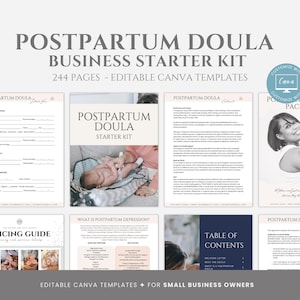 Postpartum Doula Business Starter Kit, Postpartum Doula Contract, Welcome Packet, Informative Handouts, Social Media Templates, Canva files