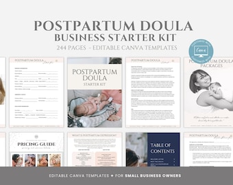 Postpartum Doula Business Starter Kit, Postpartum Doula Contract, Welcome Packet, Informative Handouts, Social Media Templates, Canva files