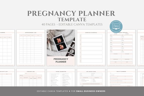 Editable Pregnancy Planner Template, Prenatal Journal, Pregnancy Planning Organizer, Expectant Mother's Planner, Doula Form, Canva Template