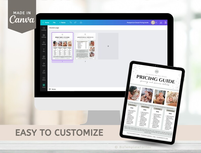 Postpartum Doula Price List Editable Rate Sheets Easy Etsy