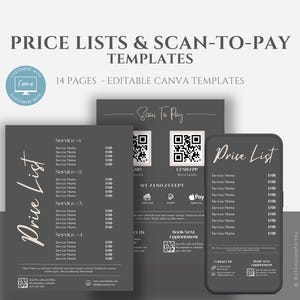 Editable Scan to Pay Template, Small Business Price List Canva Template ...