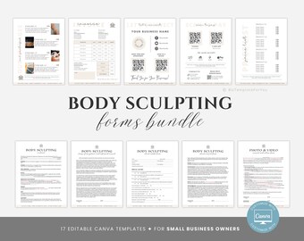 Editable Body Sculpting Forms Bundle, Intake Forms, Esthetician Templates, Body Contouring Consultation and Consent, Body Shaping Canva