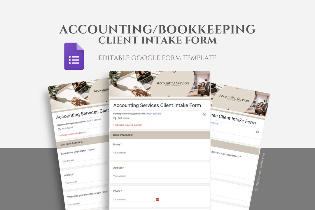 Editable Accounting & Bookkeeping Intake Form Template, Freelance ...