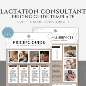Editable Lactation Consultant Price List Template, Editable Rate Sheet, Lactation Business Marketing Flyer, Support Pricing Guide, Canva
